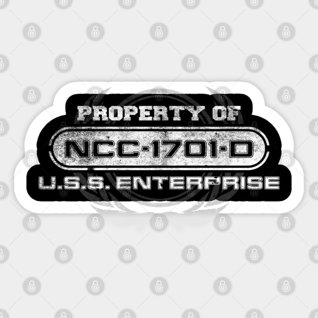 Vintage Property of USS Enterprise D Sticker by JWDesigns